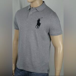 Polo Ralph Lauren Men's Big Pony Custom Slim Fit Mesh Polo XL Gray